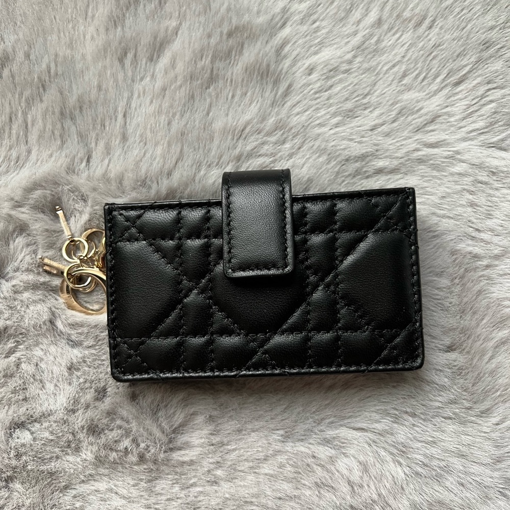 DIOR 5-Gusset Cardholder Black lambskin